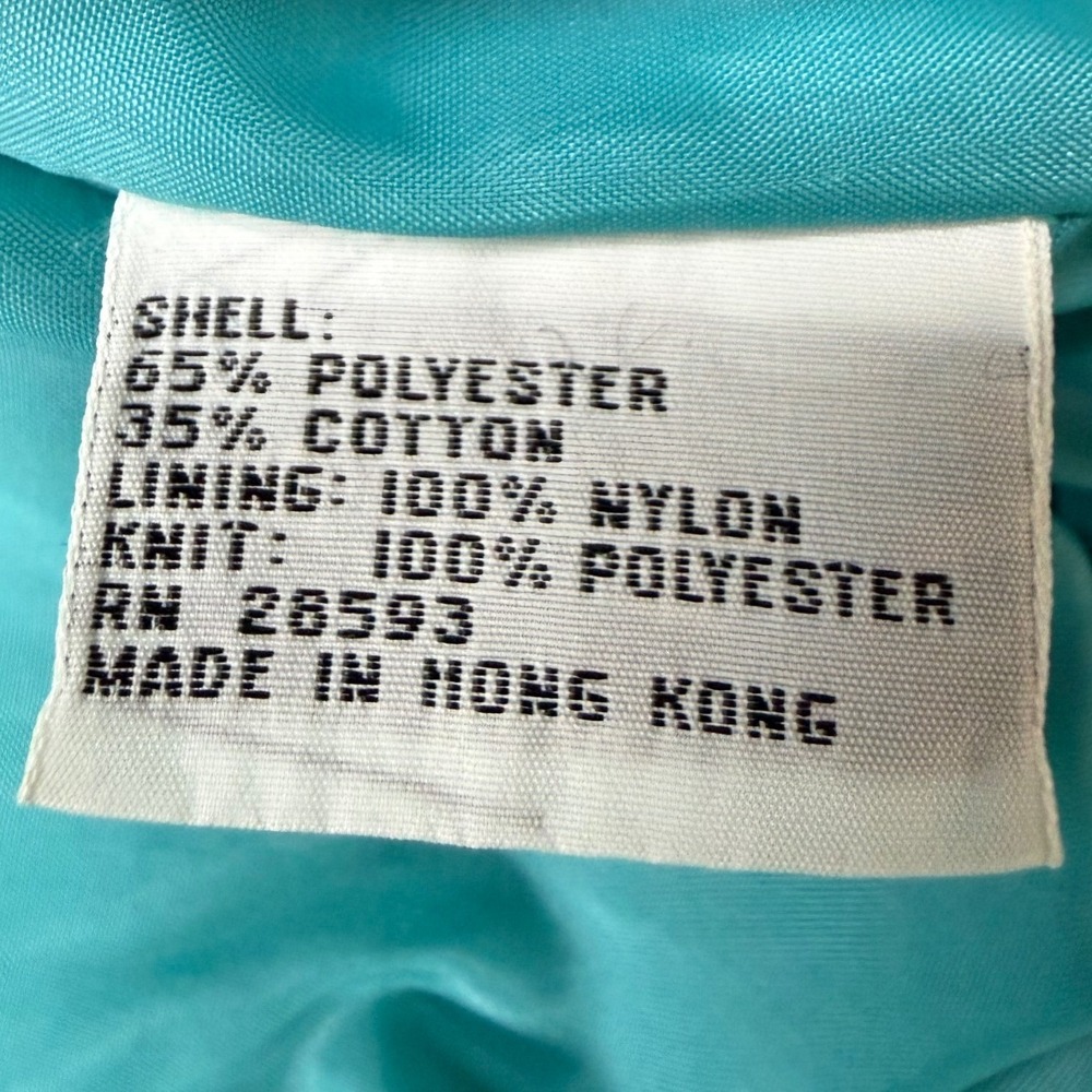 Vintage Members Only Racer Jacket Teal Turquoise 80s Bomber Coat Mens 42 - Picture 9 of 12